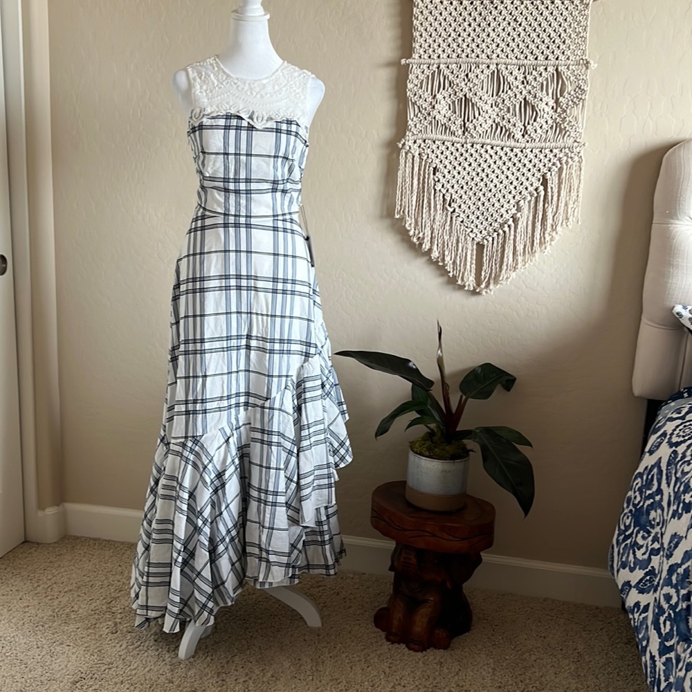 NWOT Joyfolie Mia Joy Lace Plaid Layered Mermaid Dress (XS)